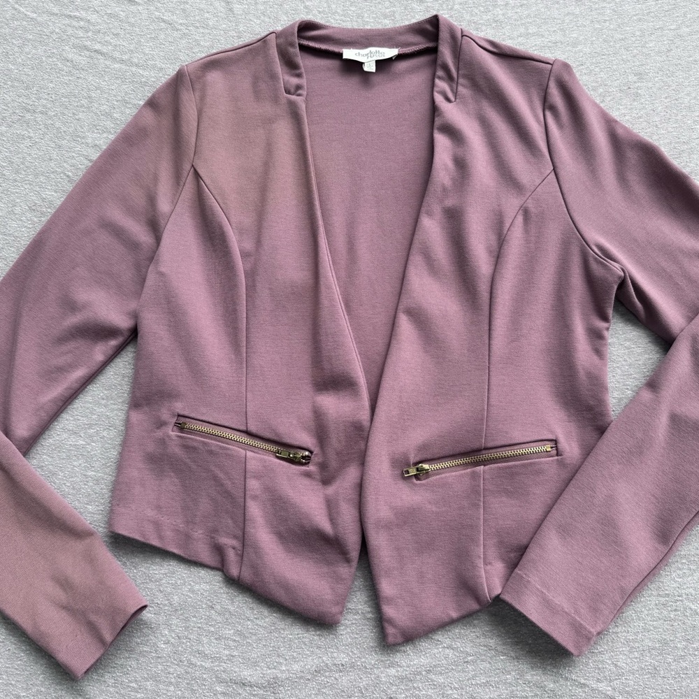 Charlotte Russe Collarless Blazer Mauve Color Zipper Pockets Size Large
